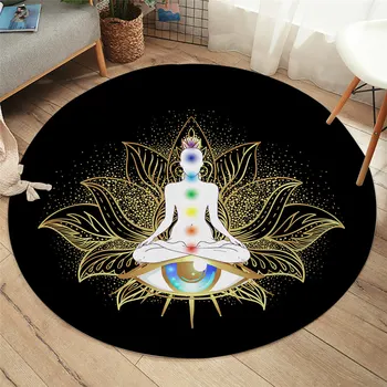 

2020 Fashion Chakra Round Carpets For Living Room Zen Theme Home Carpet Colorful Flower of Life Bedroom Floor Mat Round Carpet