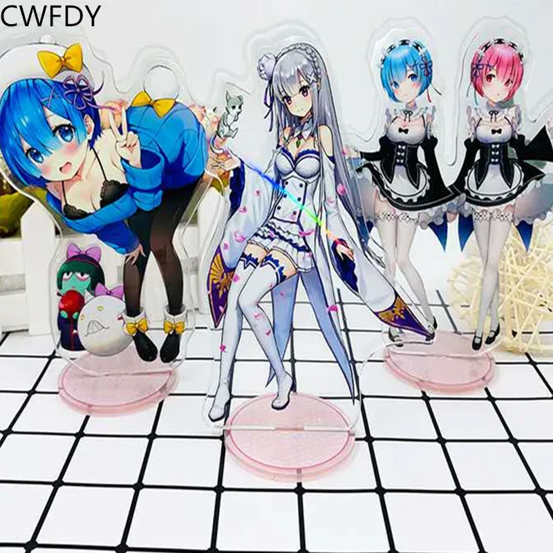 

15cm Anime Figure Re: Life a Different World From Zero Key Chains Rem Ram Emilia re Zero Action Figures Oranments Acrylic Stands