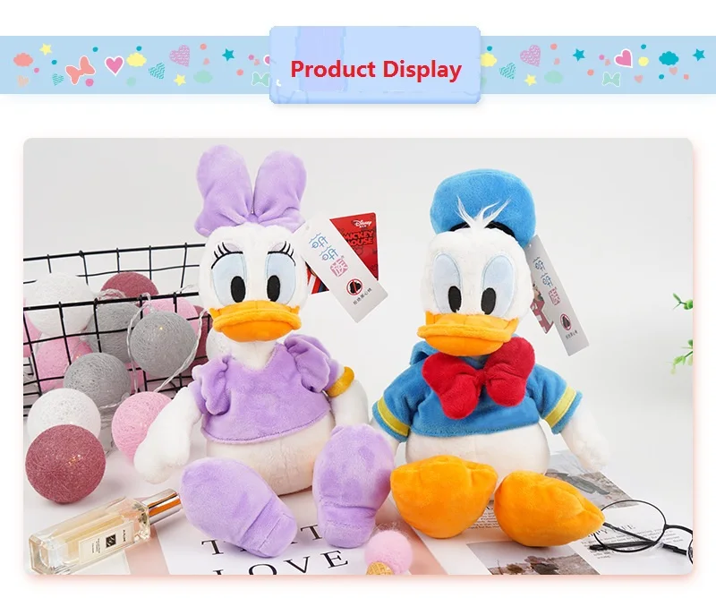 Echte Disney 30cm Pluche Speelgoed Donald Duck En Daisy Gevulde Poppen PP Katoen Hot Verjaardag Kerstcadeau voor kids | Игрушки и хобби