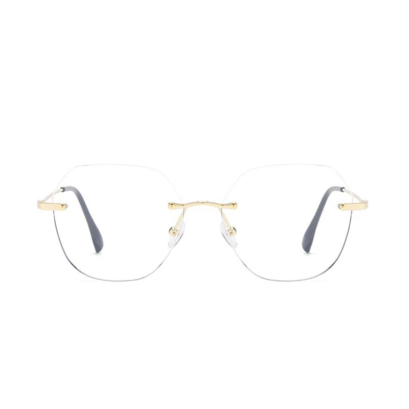 Ultralight Frameless Polygon  Blue Light Blocking Myopia Glasses Finished Women Oversized Diopter Eyeglasses 0 -0.5 -1.0 To -4.0 5