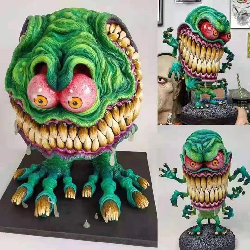 Resin Monster Statue Horror Big Mouth Monster Sculpture Figurine Crafts Halloween Ornament For Lawn Yard Home Decoration