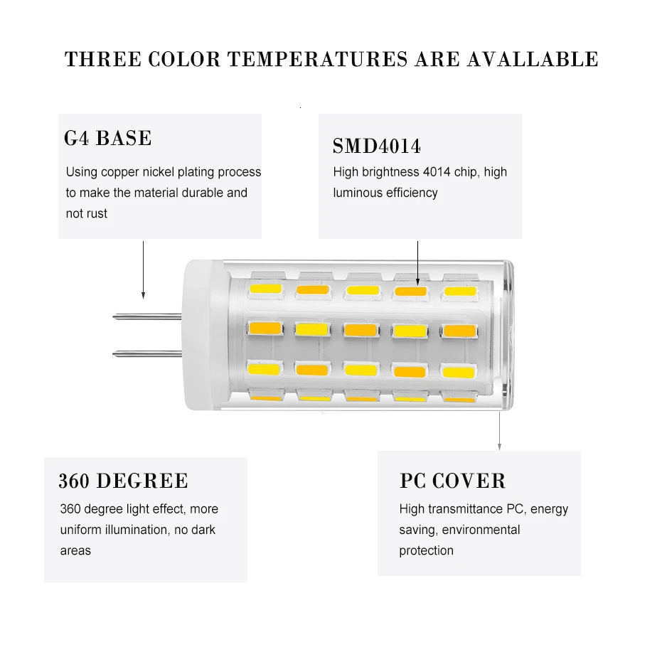 Светодиодный лампы 12V светодиодный G4 3W Smd 4014 54 светодиодный s Lihgt лампы три Цвет Температура регулируемый светодиодный светильник с украшением в виде кристаллов светильник домашний декор