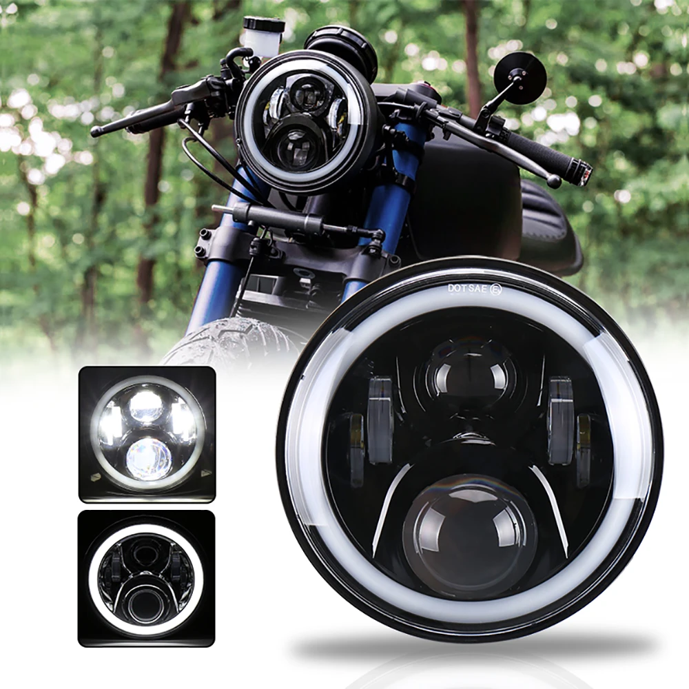 White Angel Eyes 7 Inch Led Headlight Hondamotorcycle Cb400 Cb750 Cb1300  Hornet 250 600 900 Vtec Vtr250 Motorcycle Accessories - Motorcycle Light  Assembly - AliExpress