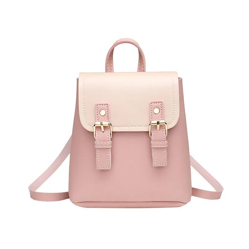 

Fashion small backpack 2019 new color matching women's bag leisure small bag girl's Mini Pink Backpack multi-function small bag