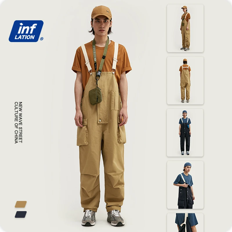 

Mens Overalls Loose Fit Casual Men Pants Broadcloth Polyester Mens Pants Hip Hop Streetwear Mens Overalls 3027S20