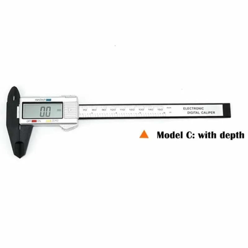 150 мм, 6 дюймов, углеродное волокно, цифровой измеритель толщины, Электронный штангенциркуль, ЖК-дисплей, правило, пахометр, микрометрический инструмент - Цвет: Model C