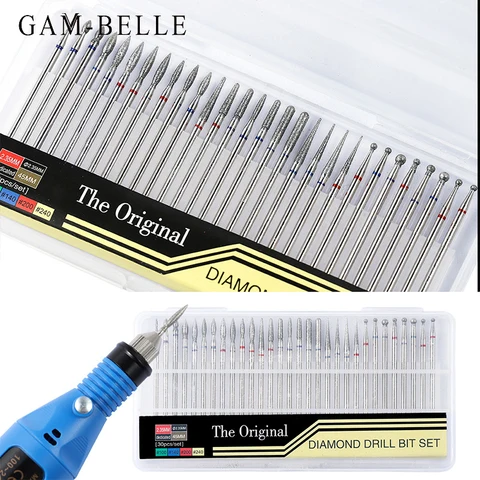 30pcs/Set Diamond Nail Drill Bit Rotery Electric Milling Cutters For Pedicure Manicure Files Cuticle Burr Nail Tools