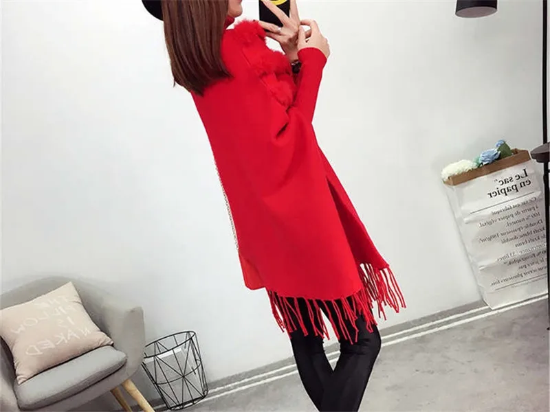 Neploe свободный свитер большого размера Pull Femme Hiver в Корейском стиле, Свободный вязаный свитер с бахромой «летучая мышь» модный лоскутный плащ, пуловер, толстый 45813
