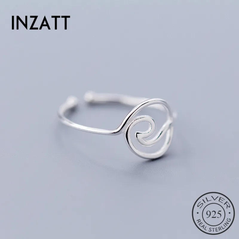 Inzatt Real 925 Sterling Silver Geometric Hollow Geometry Round Opening