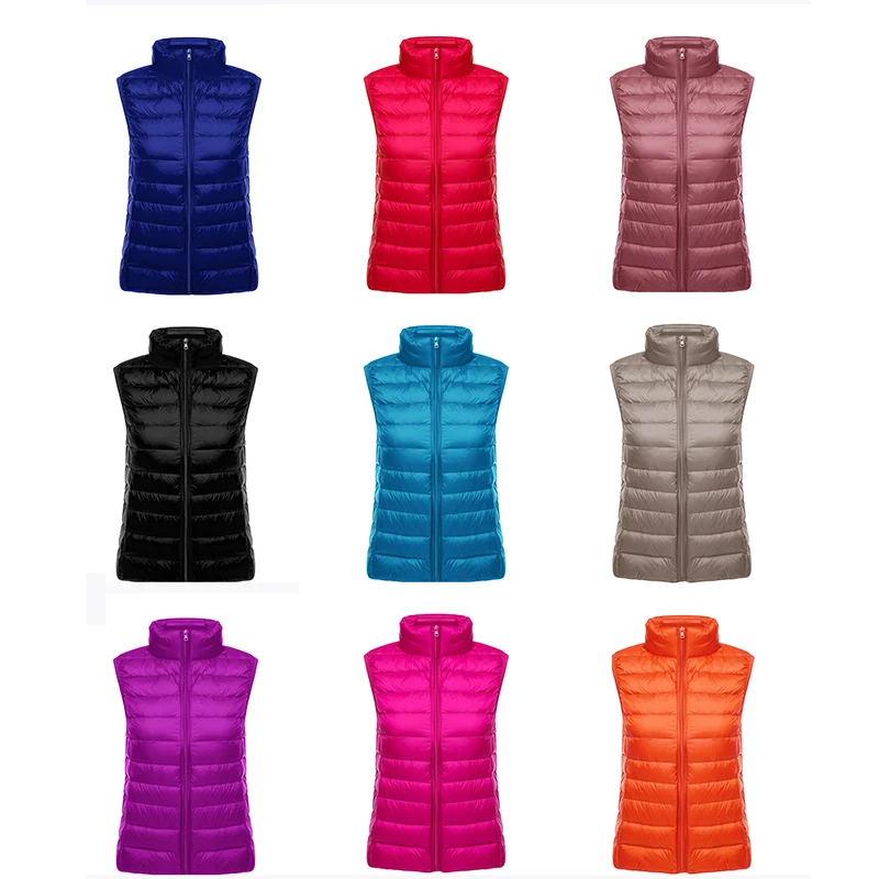 Chaleco de marca sin mangas ultraligero para mujer, chaqueta delgada, chaleco ligero a prueba de viento, cálido