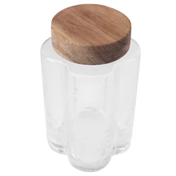 

Wooden Cover Glass Jar Grain Container Food Sealed Storage Container Tea Glass Jar Empty Storage Bottle for Home Kitchen Shop Of