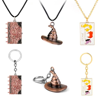 

Hocus Pocus Spell Book Key Chain Necklace Metal Charm Choker Jewelry Men Women Kids Halloween Gifts