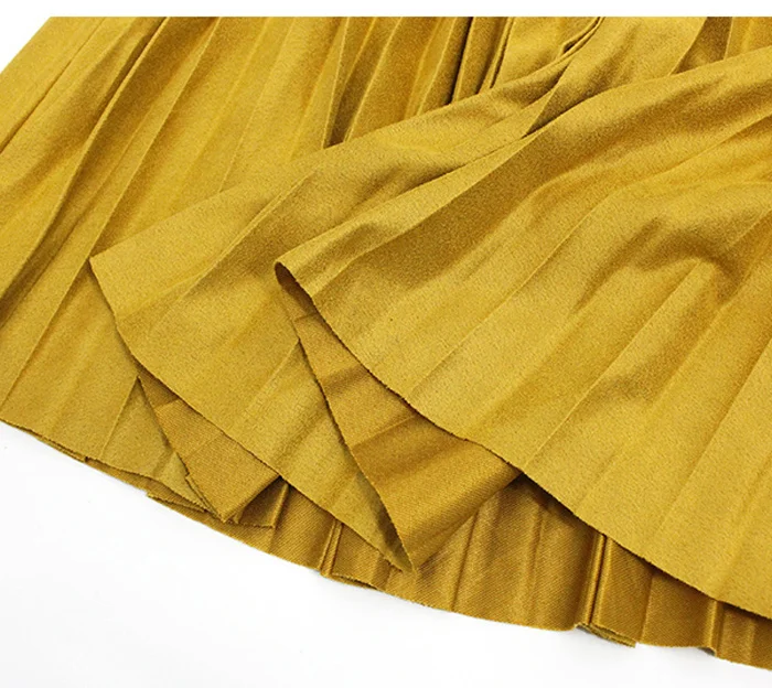 Длинные плиссированные юбки для женщин s Осень Зима Женская замшевая бархатная юбка Saias Midi Faldas винтажная Женская юбка миди настоящая фотография