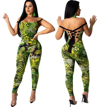 

jumpsuit women bandage overalls for women print summer rompers female jumpsuit summer 2020 sexy rompers
