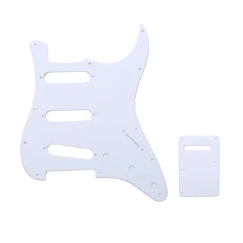 

Musiclily SSS 11 Hole Strat Guitar Pickguard and BackPlate Set for Fender USA/Mexican Standard Stratocaster, 1Ply White