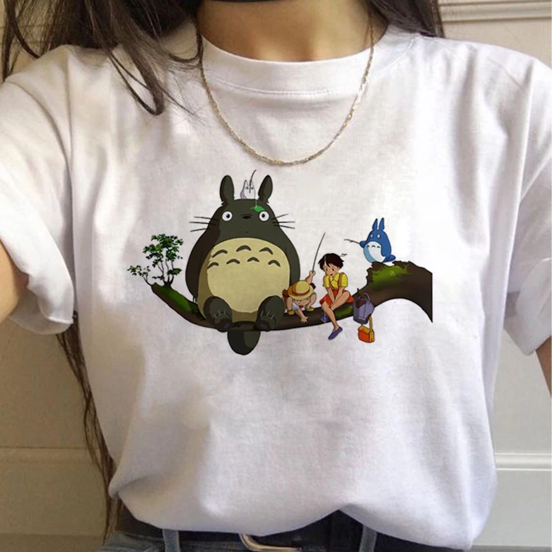 Totoro Studio Ghibli Harajuku футболка женская Miyazaki Hayao Ullzang Kwaii футболка с рисунком 90s футболка "Аниме" модная футболка женская