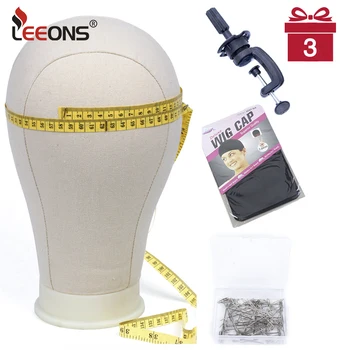 

Leeons Training Mannequin Head 1Pcs Wig Canvas Block Head 4Size Mannequin Head Holder Polyester Canvas Mannequin Head Stand
