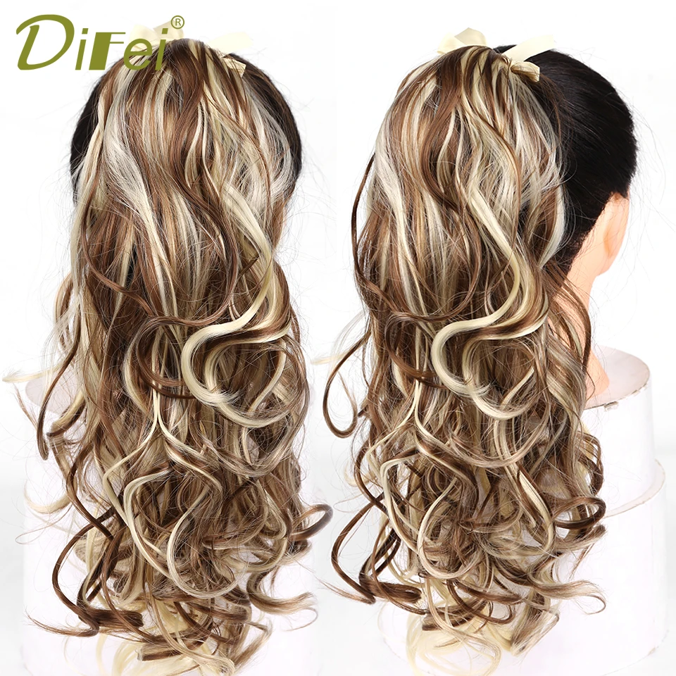 Fake Hair Extensions DIFEI Women's Synthetic Long Wavy Ponytail Clip in High Temperature Fiber Natural Wrap Around