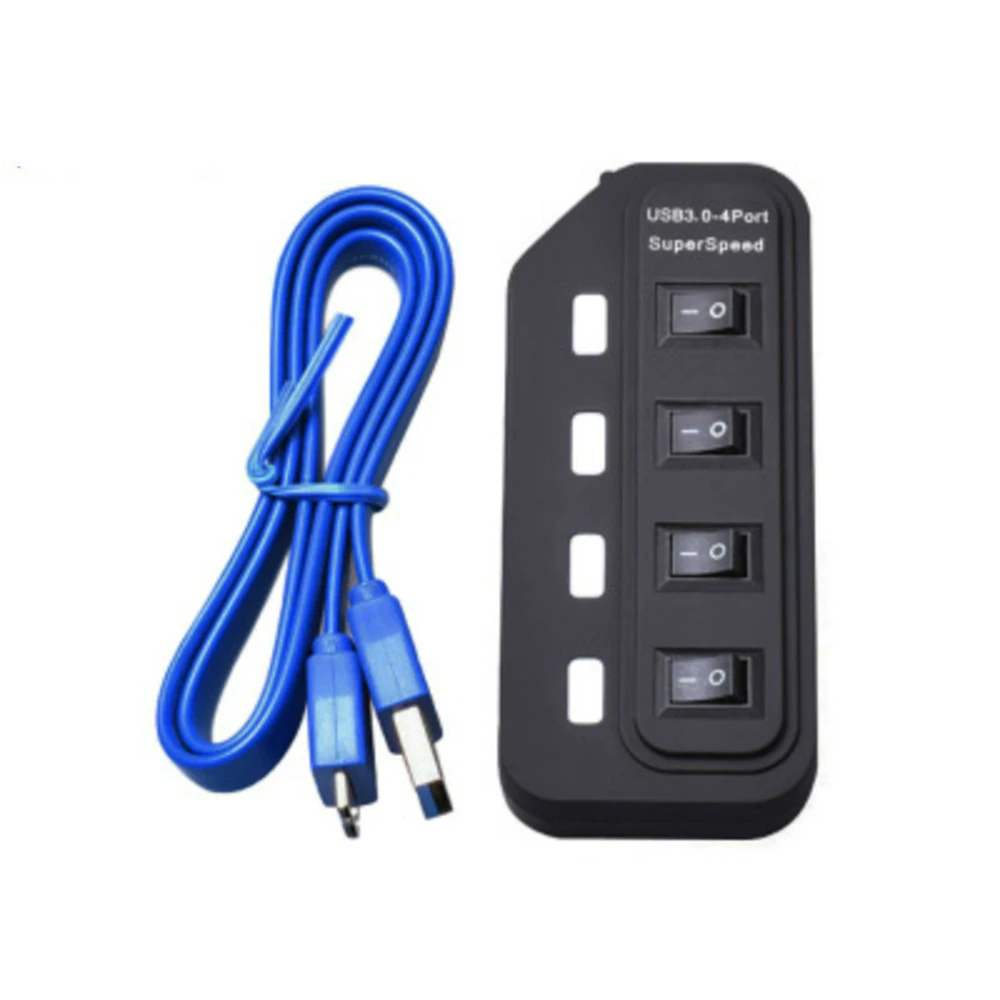 Супер скорость USB 3,0 4 порта концентратор многопортовый USB разъем вкл/выкл переключатели адаптер питания переменного тока с USB кабель для передачи данных для Windows Linux