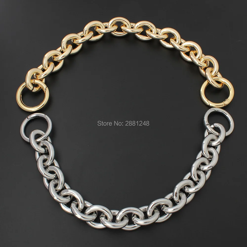 24mm thick round aluminum chain +spring ring Light weight bags strap bag parts handles easy matching Accessory Handbag Straps