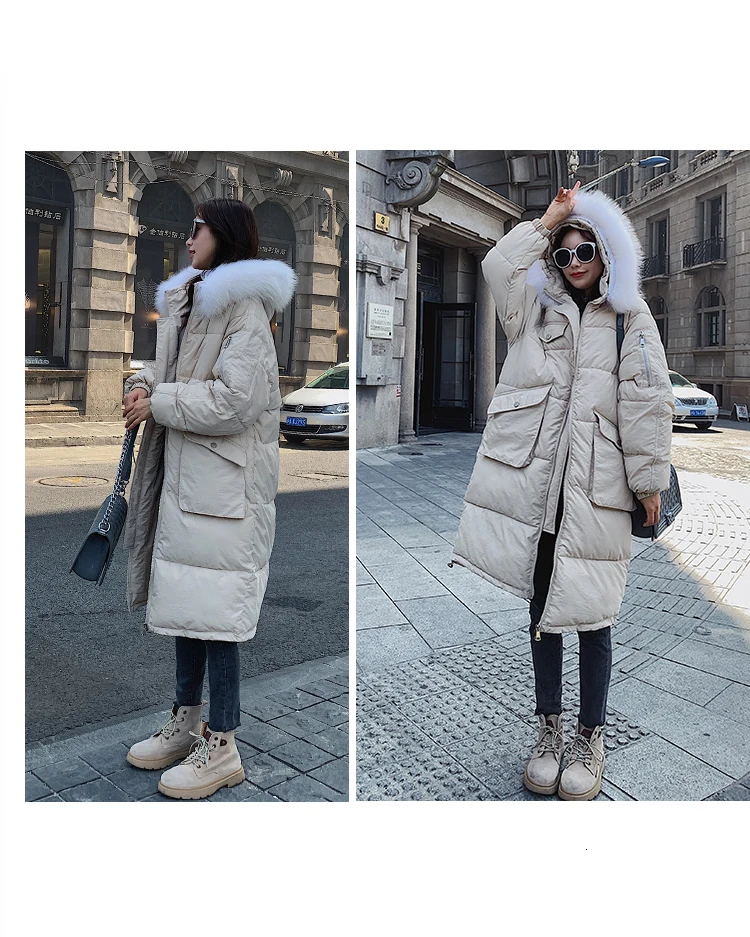Шикарное меховое пальто с капюшоном зимнее пуховое пальто теплая куртка Длинная тонкая женская хлопковая стеганая Женская куртка на меху большой карман