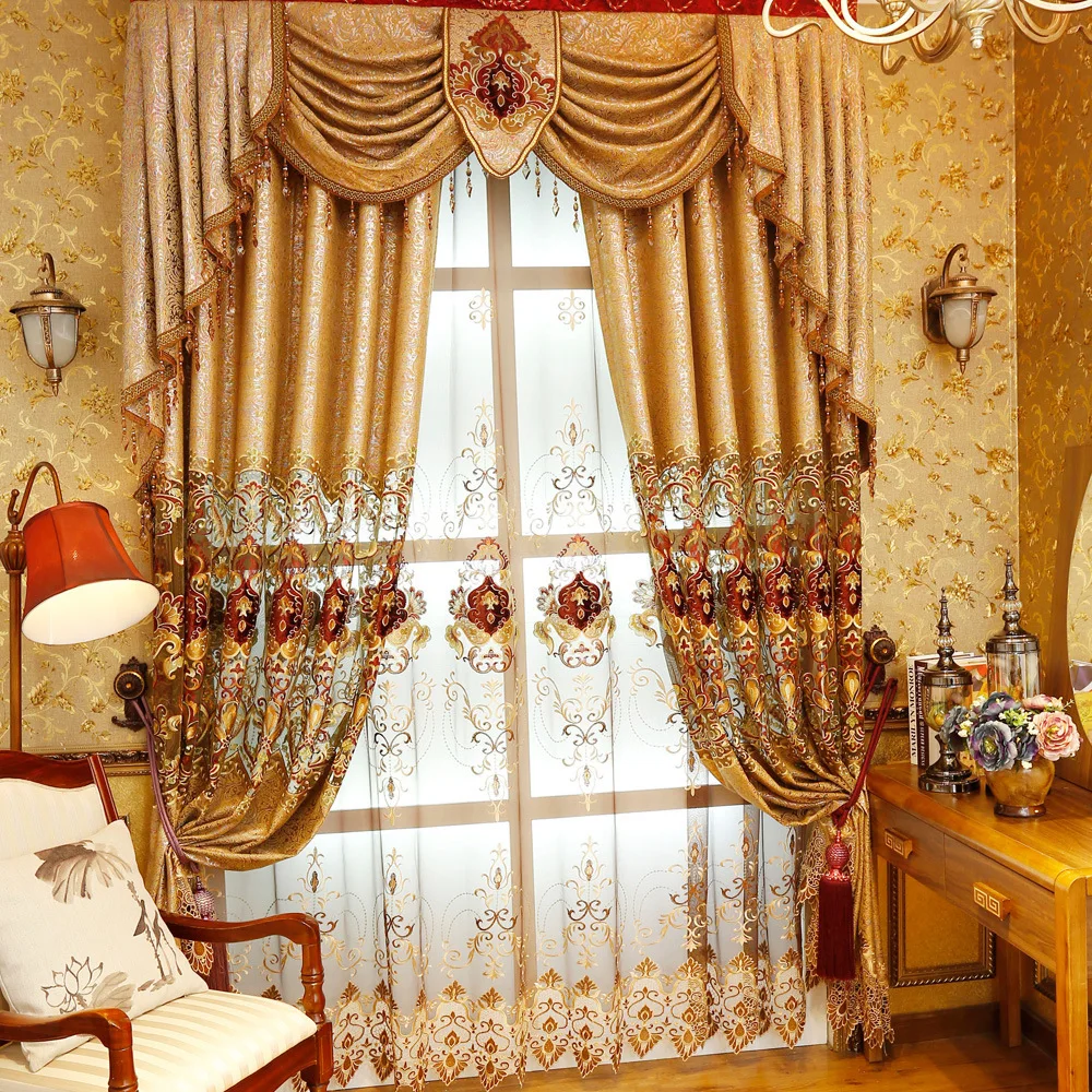 Tende decorative di lusso classiche europee Jacquard ciniglia per tende  soggiorno/camera da letto - AliExpress