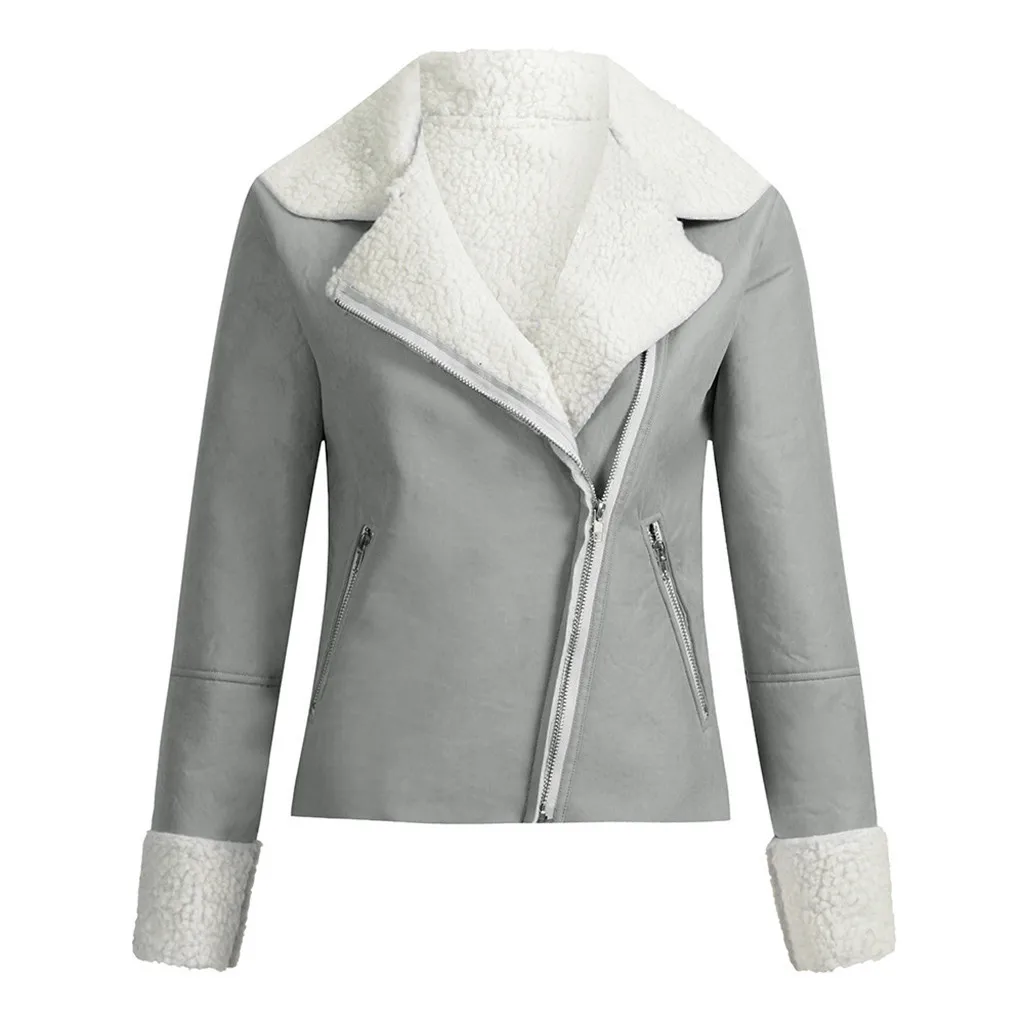 KANCOOLD женские пальто с отворотами, замшевая кожаная куртка с пряжкой, искусственная овечья шерсть, мотоциклетные модные новые пальто и куртки для женщин 2019Sep30