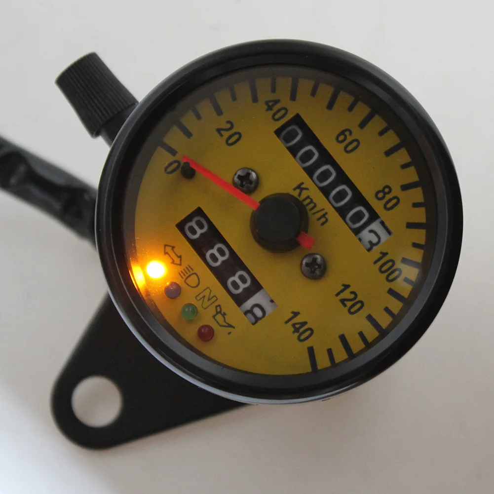 3 styles Universal LED Backlight Motorcycle Dual Odometer KM/H Speedometer Gauge Mini Retro Tachometer