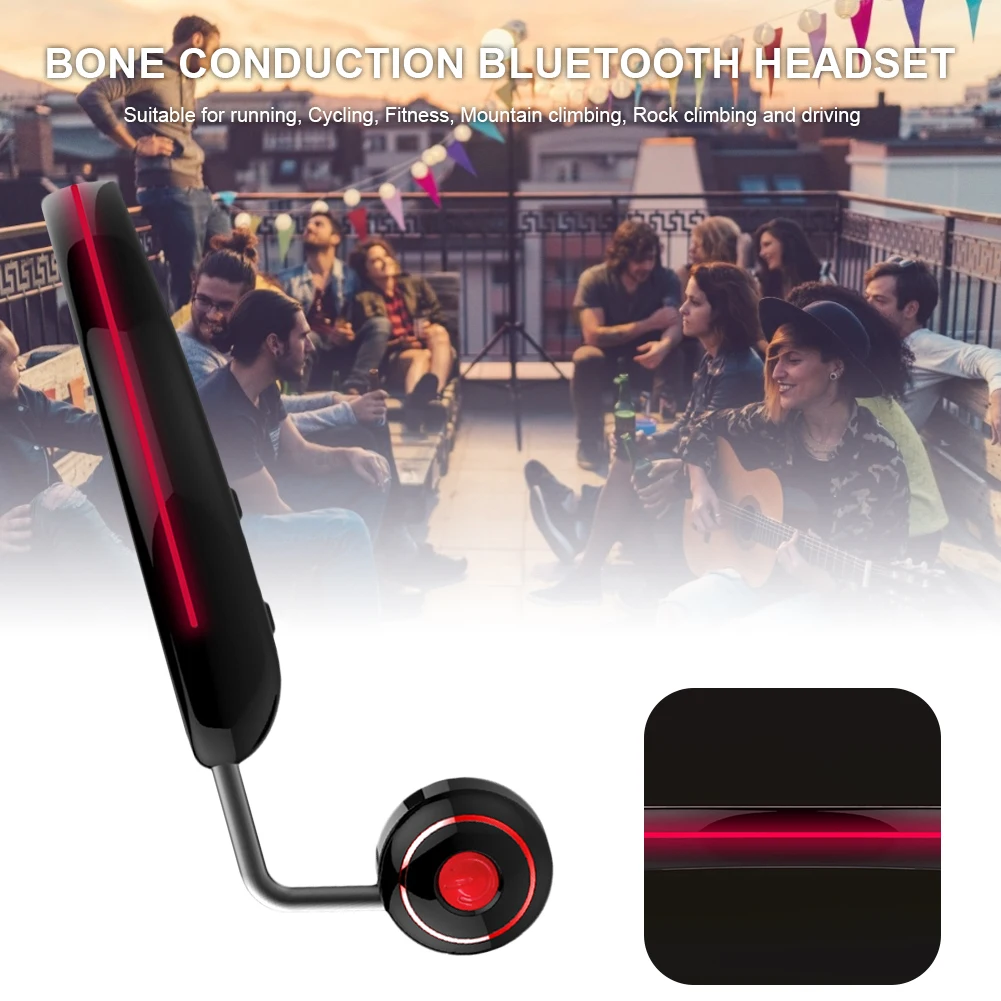 Гарнитура Bone Conduction Bluetooth 5,0, 8 ГБ, MP3, светящиеся огни, Спортивные Беспроводные наушники, наушники, Спортивная гарнитура, микрофон