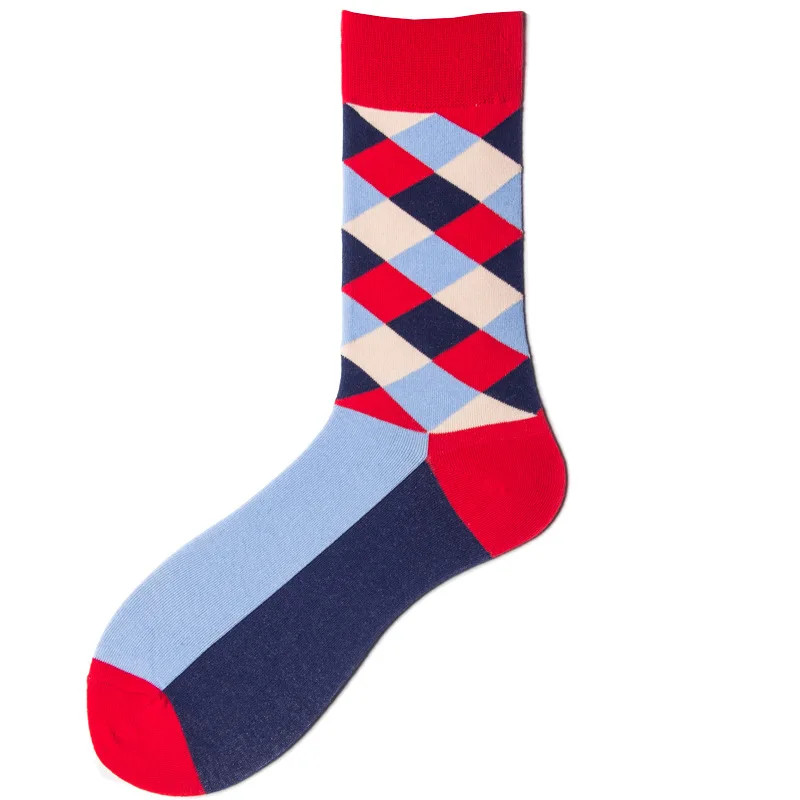 1 Men's Socks Summer Sweat-proof Breathable Deodorant Sports Men's Cotton Socks Men's Casual Happy Socks Retro Hit Color Socks - Color: 1