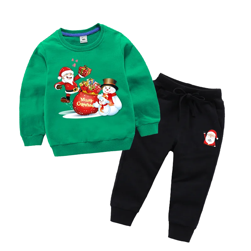 Рождественская одежда Рождественский Комплект для мальчиков и девочек, Длинные пуловеры, спортивные штаны на весну-осень, толстовки для мальчиков 2, 3, 4, 5, 6, 7, 8 лет