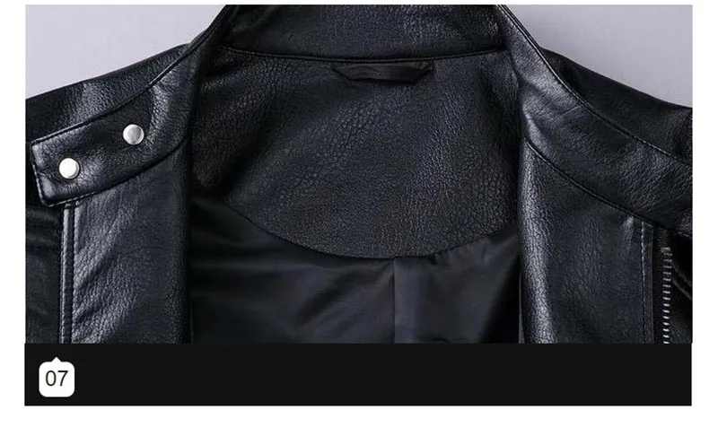 KIOVNO 2019 Men's Biker Leather Jacket Coats Solid Color Stand Collar Motorcycle Pu Faux Leather Jackets Outweare Male Black  (4)