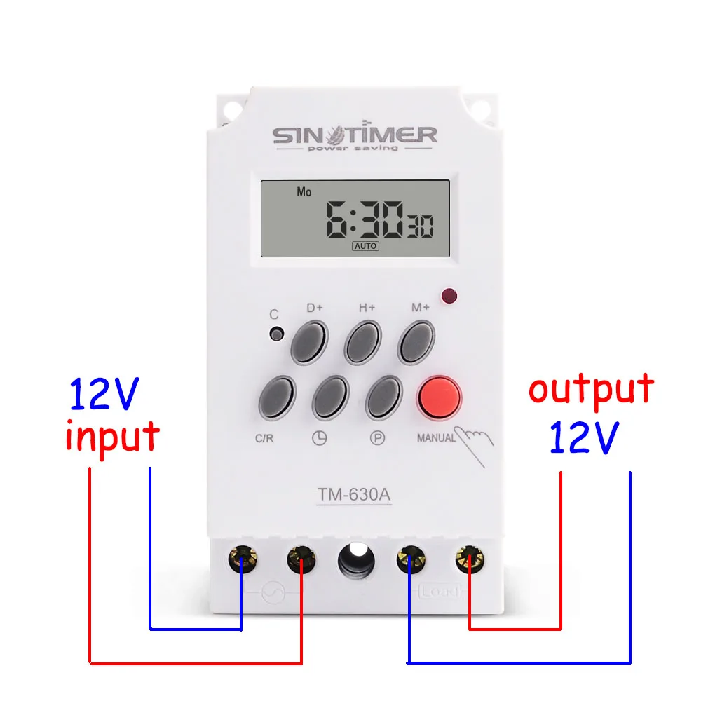 Minuterie numérique hebdomadaire sur rail DIN, entrée 12V DC, 7 jours, programmable, 24 heures, MINI TITextiles SWITCH, devis de temps, charge de sortie, haute puissance, 30A