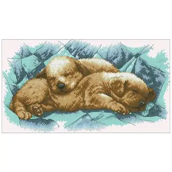 

Sleeping dogs on the quilt Counted Cross Stitch 11CT 14CT 18CT DIY Chinese Cross Stitch Kits Embroidery Needlework Sets