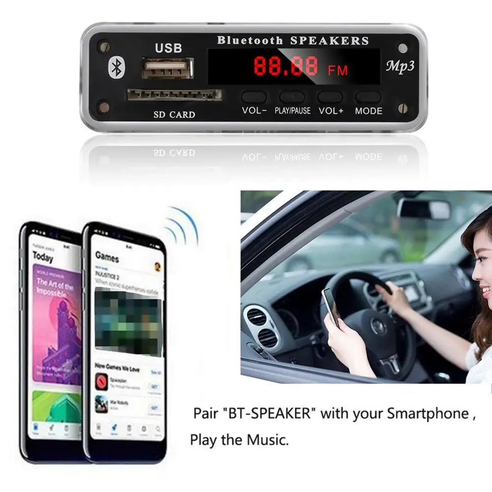 5 в 12 В MP3 WMA декодер доска аудио модуль Поддержка USB SD AUX FM аудио радио модуль для автомобиля аксессуары
