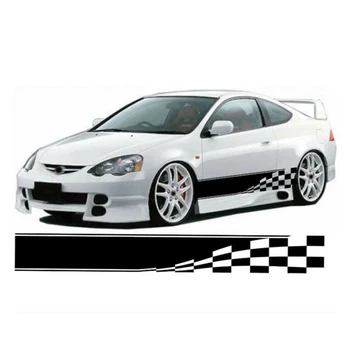 

Checkered Car Flag Stickers Door Body Sports Racing Stripe Side PVC Black