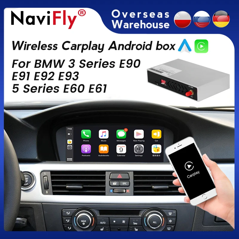 Беспроводной автомобильный плеер Android Auto Mirror Link AirPlay для BMW 3 серии E90 E91 E92 E93 5 E60 E61 E63