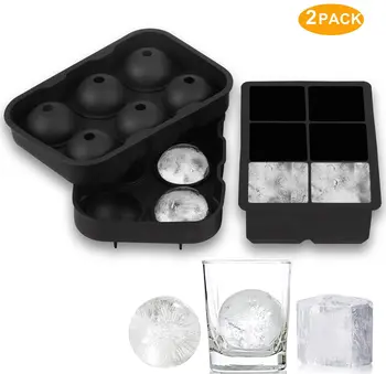 

Ice Cube trays(set of 2), Silicone Sphere Ice Ball Maker with Lidand Cocktails, Food Grade Silicone, Reusable and BPA-Free
