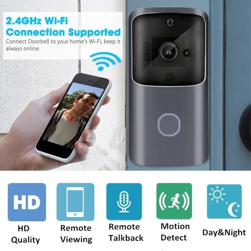 

Multifunctional Smart Wifi Doorbell Visual Intercom Two Way Audio 720P HD Night Vision IR-CUT PIR Motion Sensor Photography