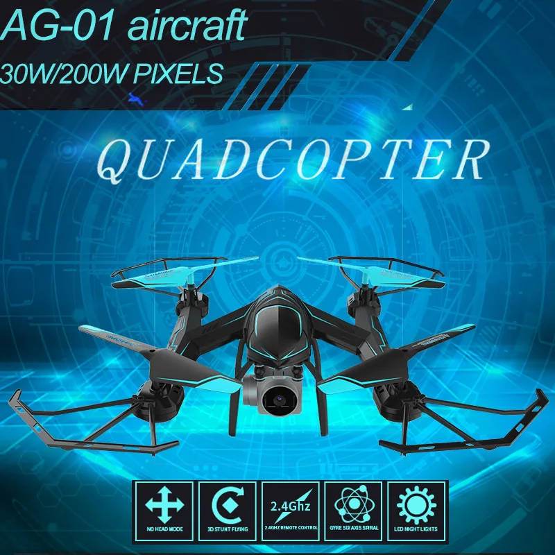

2019 New AG-01 Drone with Camera HD Technology Remote Control Quadcopter with 2.4G Helicopter 4 Channels RC Toy Blue&Red