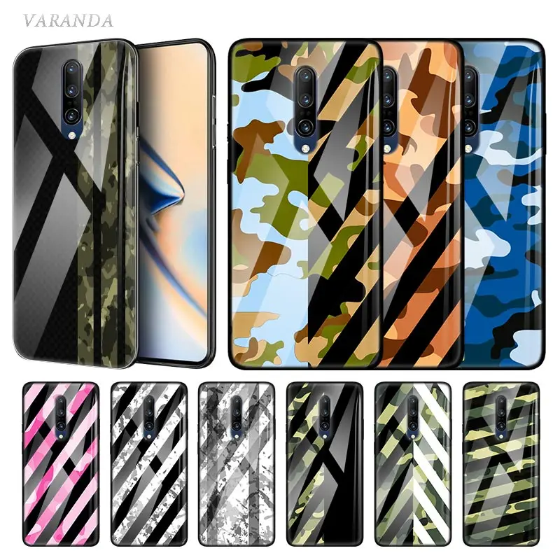 

Color Military Camouflage Glass Case For Oneplus 8 7 7T Pro 5G 6T Tempered Fundas One Plus 8Pro 7Pro 7TPro Phone Coque Capas