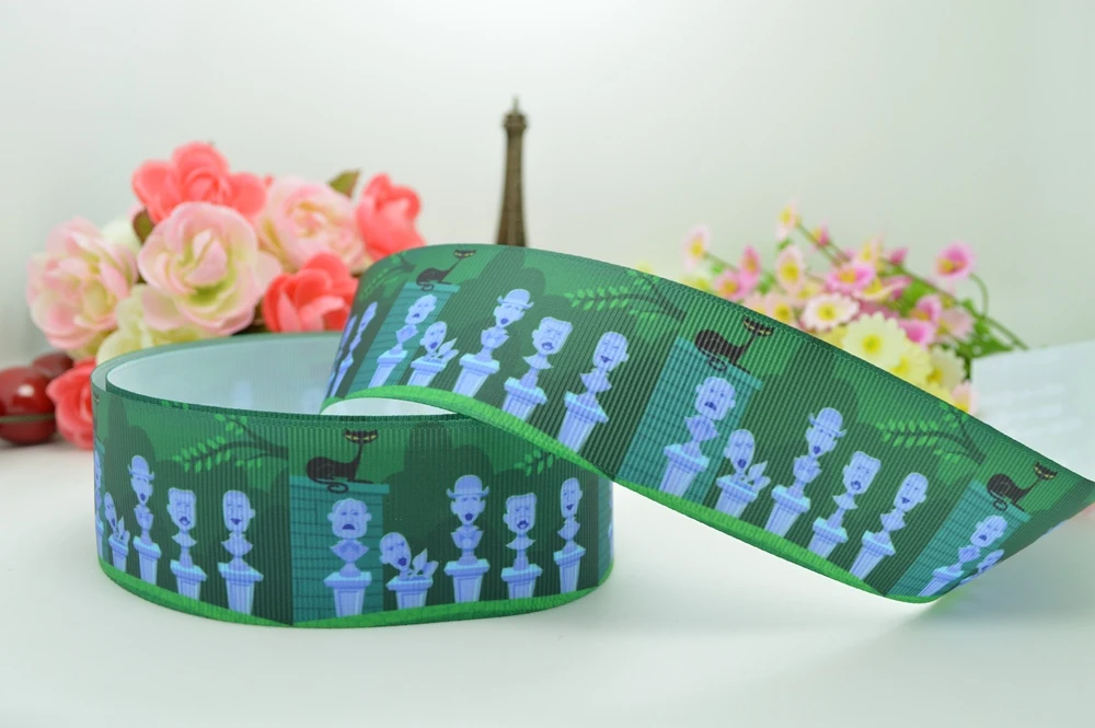 1," 38 мм Хэллоуин с привидениями особняк печатных grosgrain ленты hai rbow DIY ручной работы OEM 50YD
