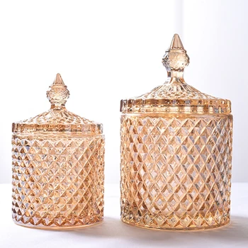 

Crystal Glass Storage Jars Sugar Chocolate Cans Diamond Candy Box Cotton Swabs Box For Home