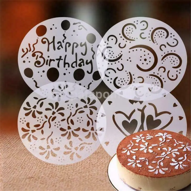 Cake Mold Stencil Cupcake Template  Stencils Baking Cake Templates -  4pcs/set Flower - Aliexpress