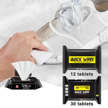 

Wonderlife white shoe wipes, travel gadget portable disposable slippers quick cleaning wet wipes 12pcs and 30pcs