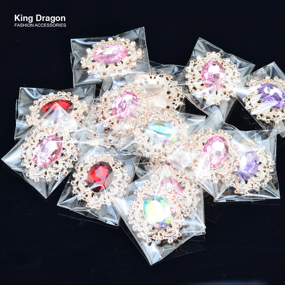 Цветные стразы King Dragon, украшение на голову, 30 мм* 32 мм, 10 шт./лот, золотой цвет KD583