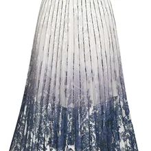 Европейская мода градиент печатные плиссированные сетчатые ткани для юбки