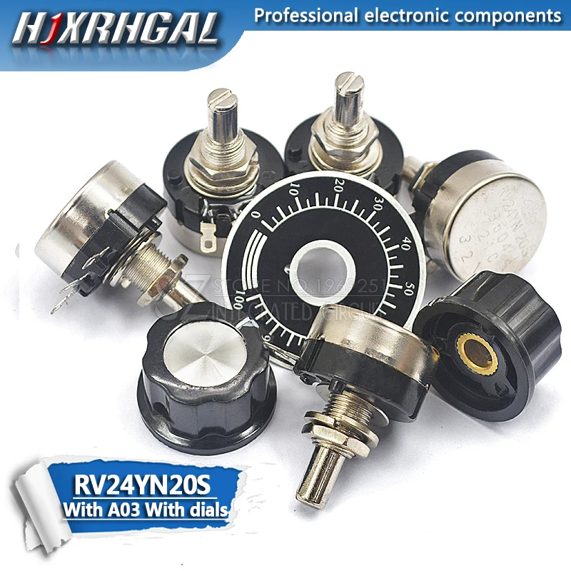 3PCS = (RV24YN20S /A03 knob /Dials each 1PCS) 1K 2K 5K 10K 20K 50K 100K 200K 500K 1M ohm Turn Film Rotary Potentiometer
