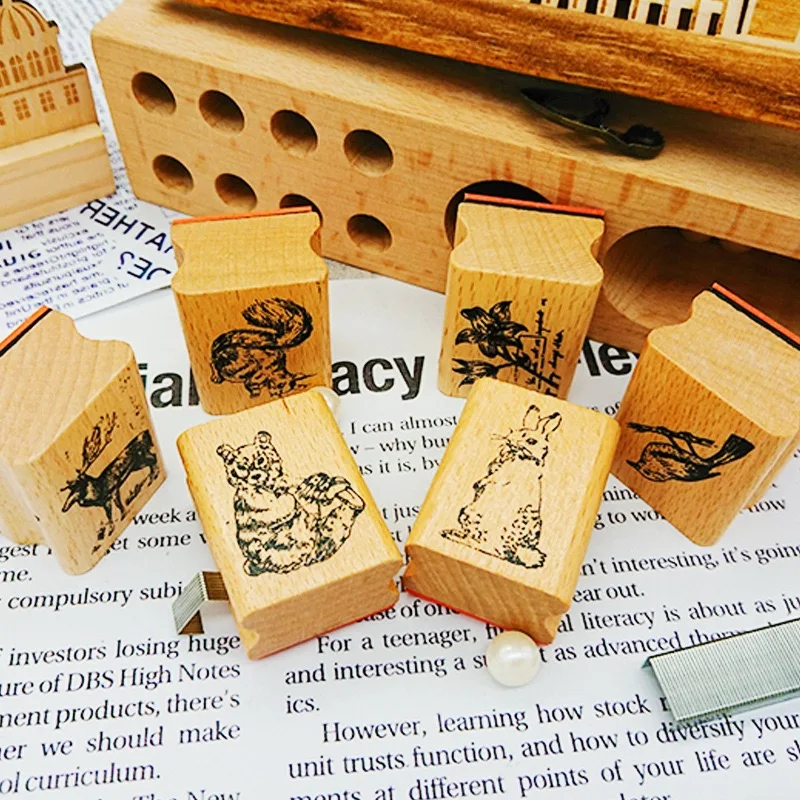 Stamps Vintage Cute Animal Stamp DIY Wooden Rubber Stamps For Scrapbooking Stationery Standard Stamp