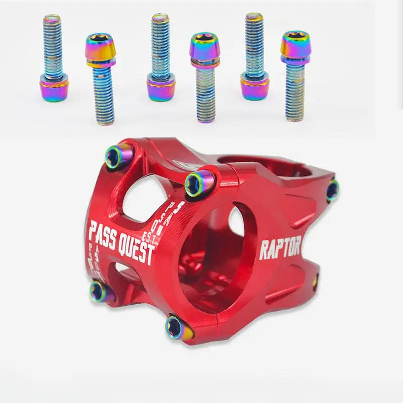 

PASS QUEST Titanium-plated bright color Mountain road bike handle screw m5*18mm 304 stainless steel 6 one pack Accessories screw